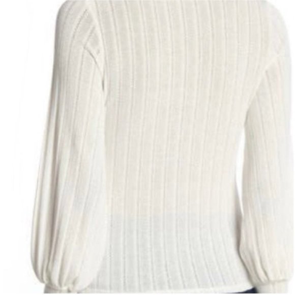 Essei White Lettuce Edge Rib Knit Long Sleeve Medium - Picture 2 of 4